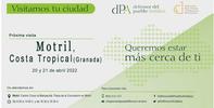 La Oficina de Información y Atención Ciudadana del Defensor del Pueblo andaluz se desplaza a Motril (Costa Tropical de Granada) los días 20 y 21 de abril para la atención presencial a la ciudadanía